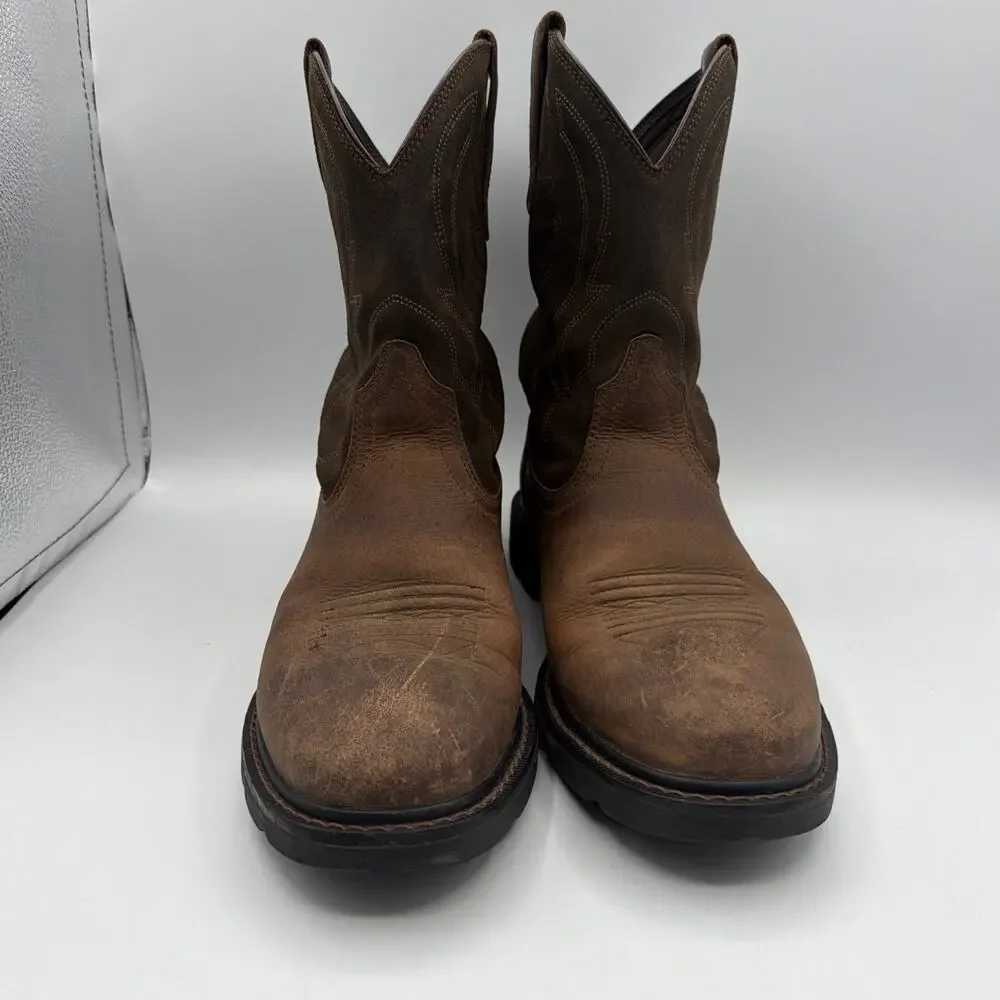 Ariat Work Groundbreaker Pull On Brown Leather Boots 10014238 Mens Size 9.5 D